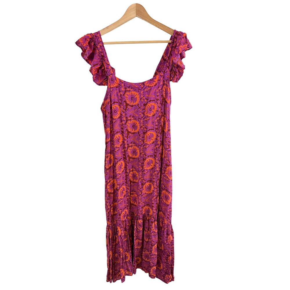 House of Harlow 1960 Ruffle Sleeve Midi Dress Size L Floral